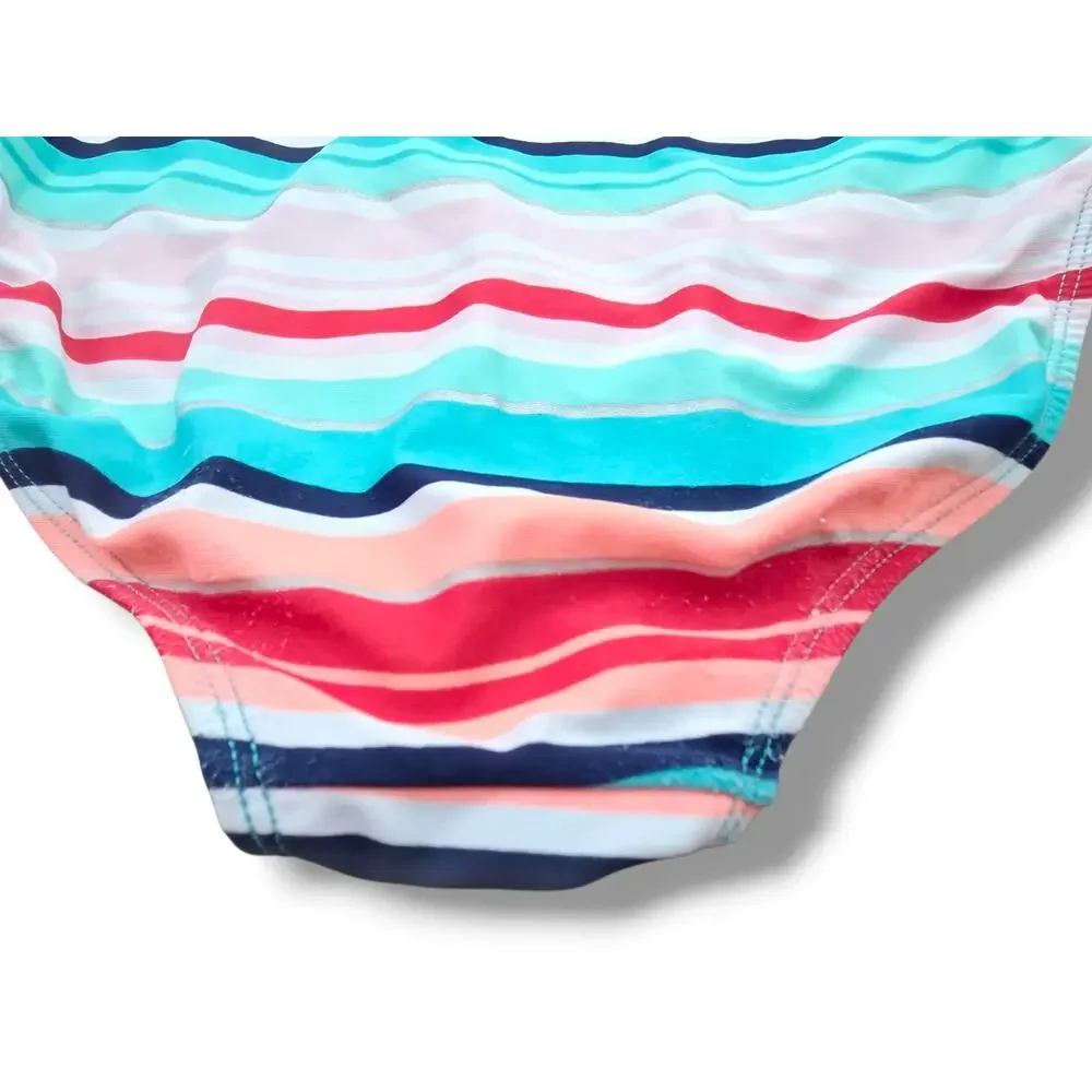 Old Navy Girls XL 14/16 One-Piece Striped Ruffle Flounce Swimsuit